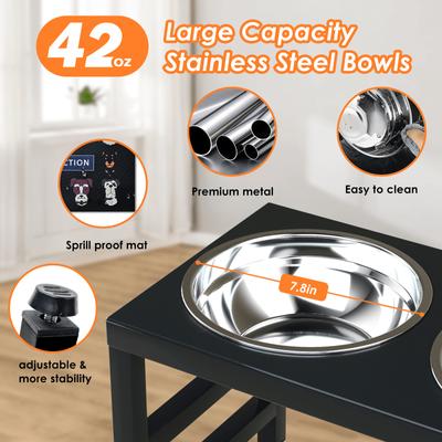 Show full view: ADENGL Metal Elevated Dog Water Bowls with Waterproof Mat, Black, Medium: 5-cup slide 4 of 9