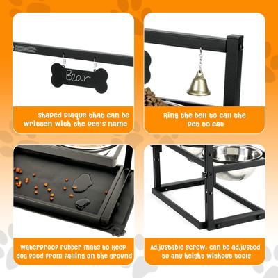 Show full view: ADENGL Elevated Dog Bowls with Silicone Mat, Black, Large: 7-cup slide 5 of 8