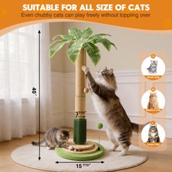HOMAGICO Cat Scratching Post, 40-in Sisal Rope, Cat Tree Self Groomer Brush, Interactive Ball, Brown slide 2 of 7