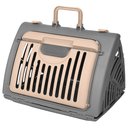 SportPet Designs Travel Master Collapsible Dog & Cat Carrier, Grey & Pink, Large