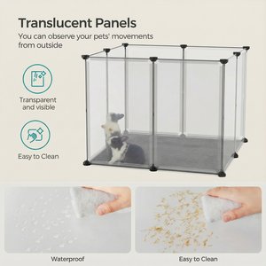 FEANDREA 20-Panel DIY Indoor Plastic Fence Smallpet Playpen with Floor, White, 57.1 x 28.3 x 22.4-in