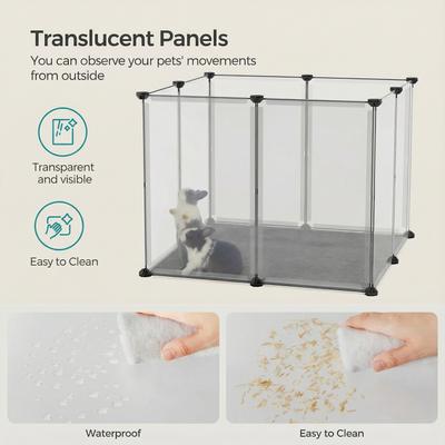 Show full view: FEANDREA Modular Expandable Cage Enclosure Smallpet Playpen with Floor, White, 57.1 x 28.3 x 22.4-in slide 5 of 8