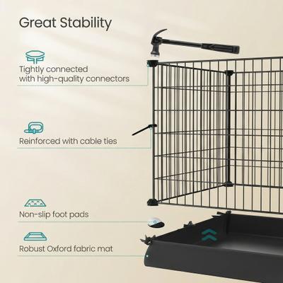 Show full view: FEANDREA Metal Grid Cage Smallpet Playpen with Waterproof Washable Liner, Black, 48.4 x 24.8 x 18.1-in slide 7 of 7