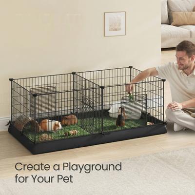 Show full view: FEANDREA Metal Grid Cage Smallpet Playpen with Waterproof Washable Liner, Black, 48.4 x 24.8 x 18.1-in slide 2 of 7