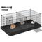 Show in main carousel: FEANDREA Metal Grid Cage Smallpet Playpen with Waterproof Washable Liner, Black, 48.4 x 24.8 x 18.1-in slide 1 of 7