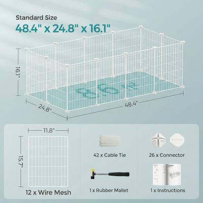 Show full view: FEANDREA DIY Fence Enclosure Smallpet Playpen, White, 48.4 x 24.8 x 16.1-in slide 7 of 8