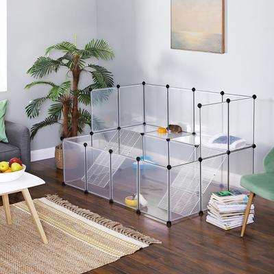 Show full view: FEANDREA DIY Plastic Modular Fence Smallpet Playpen with Solid Ramp, White, 56.3 x 42.5 x 36.2-in slide 3 of 9