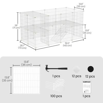 Show full view: FEANDREA 36-Panel 2-Story Metal Wire Villa Smallpet Playpen, White, 56.3 x 28.7 x 28-in slide 7 of 8
