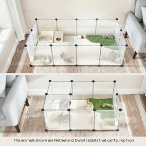 FEANDREA 20-Panel DIY Indoor Plastic Fence Smallpet Playpen with Floor, White, 56.3 x 28.7 x 18.1-in