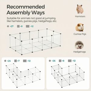 FEANDREA 20-Panel DIY Indoor Plastic Fence Smallpet Playpen with Floor, White, 56.3 x 28.7 x 18.1-in