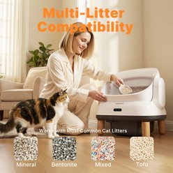 Aoruefar Open-Top Advanced Odor Control Self Cleaning Scandinavian Inspired Cat Litter Box with Liners & Mat slide 2 of 9