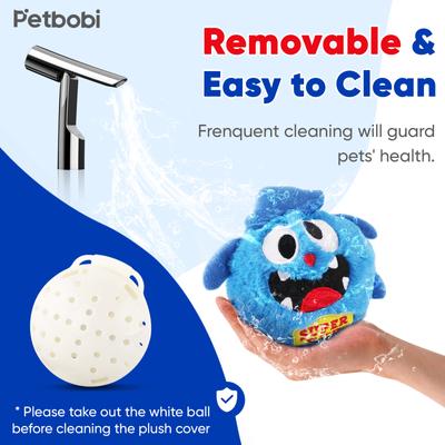 Show full view: Petbobi Monster Interactive Squeaky Dog Plush Toy, Blue slide 4 of 7
