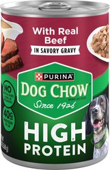 Dog Chow High Protein Beef in Savory Gravy Canned Dog Food, 13-oz, case of 12