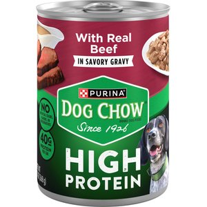 Dog Chow High Protein Beef in Savory Gravy Canned Dog Food, 13-oz, case of 12