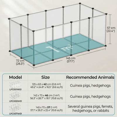 Show full view: FEANDREA Modular Expandable Cage Enclosure Smallpet Playpen with Floor, White, 57.1 x 28.3 x 22.4-in slide 7 of 8