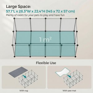 FEANDREA 20-Panel DIY Indoor Plastic Fence Smallpet Playpen with Floor, White, 57.1 x 28.3 x 22.4-in