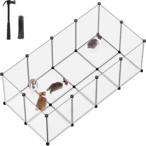 FEANDREA 20-Panel DIY Indoor Plastic Fence Smallpet Playpen with Floor, White, 57.1 x 28.3 x 22.4-in