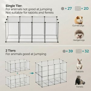FEANDREA 20-Panel DIY Indoor Plastic Fence Smallpet Playpen with Floor, White, 57.1 x 28.3 x 22.4-in