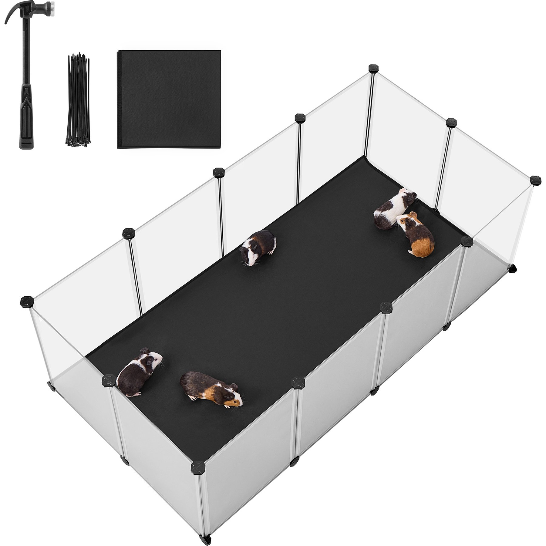 FEANDREA 20-Panel Small Pet Playpen with Removable Mat, White, 49.2 x 24.8 x 16.5-in