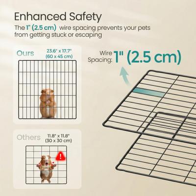 Show full view: FEANDREA Metal Grid Cage Smallpet Playpen with Waterproof Washable Liner, Black, 48.4 x 24.8 x 18.1-in slide 4 of 7