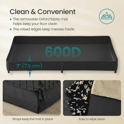 Show full view: FEANDREA Metal Grid Cage Smallpet Playpen with Waterproof Washable Liner, Black, 48.4 x 24.8 x 18.1-in slide 5 of 7