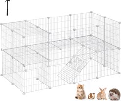 FEANDREA 36-Panel 2-Story Metal Wire Villa Smallpet Playpen, White, 56.3 x 28.7 x 28-in