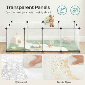 FEANDREA 20-Panel DIY Indoor Plastic Fence Smallpet Playpen with Floor, White, 56.3 x 28.7 x 18.1-in