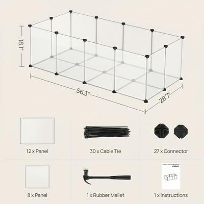 Show full view: FEANDREA 20-Panel DIY Indoor Plastic Fence Smallpet Playpen with Floor, White, 56.3 x 28.7 x 18.1-in slide 6 of 8