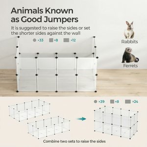 FEANDREA 20-Panel DIY Indoor Plastic Fence Smallpet Playpen with Floor, White, 56.3 x 28.7 x 18.1-in
