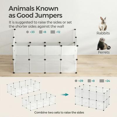 Show full view: FEANDREA 20-Panel DIY Indoor Plastic Fence Smallpet Playpen with Floor, White, 56.3 x 28.7 x 18.1-in slide 4 of 8