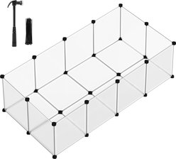 FEANDREA 20-Panel DIY Indoor Plastic Fence Smallpet Playpen with Floor, White, 56.3 x 28.7 x 18.1-in