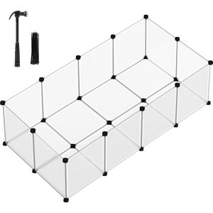 FEANDREA 20-Panel DIY Indoor Plastic Fence Smallpet Playpen with Floor, White, 56.3 x 28.7 x 18.1-in