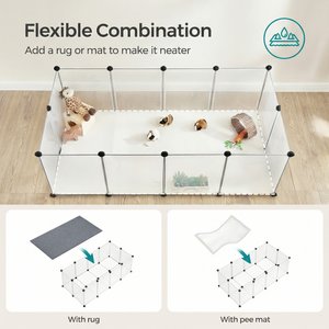 FEANDREA 20-Panel DIY Indoor Plastic Fence Smallpet Playpen with Floor, White, 56.3 x 28.7 x 18.1-in