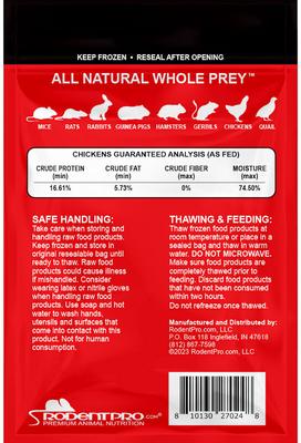 Show full view: Rodent Pro Frozen Reptile Food, X-Small Chickens, 25 count slide 2 of 4