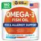 Show in main carousel: GoodGrowlies Wild Alaskan Salmon Oil Itch & Allergy Relief Skin & Coat with Omega 3 Supplement for Dogs, 180 count slide 1 of 10