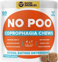 GoodGrowlies No Poo & Coprophagia Stool Eating Deterrent Probiotics & Digestive Enzymes Chews, 120 count