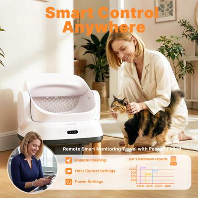 Show full view: Aoruefar Open-Top Advanced Odor Control Self Cleaning Scandinavian Inspired Cat Litter Box with Liners & Mat slide 7 of 9