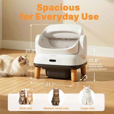 Show full view: Aoruefar Open-Top Advanced Odor Control Self Cleaning Scandinavian Inspired Cat Litter Box with Liners & Mat slide 2 of 9