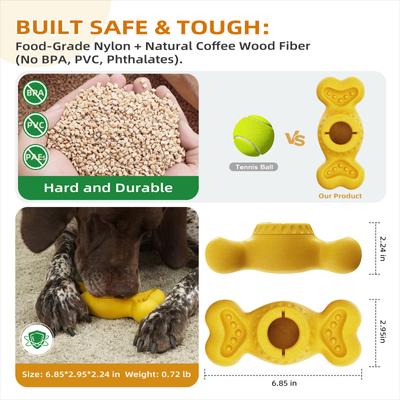Show full view: KADTC ALl IN ONE 2 in 1 Durable Bone Fillable Freeze Dog Chew Toy, Yellow, Large slide 4 of 8