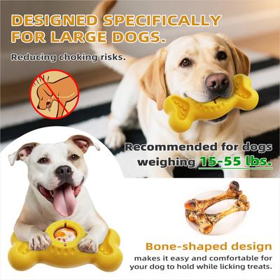 Show full view: KADTC ALl IN ONE 2 in 1 Durable Bone Fillable Freeze Dog Chew Toy, Yellow, Large slide 5 of 8