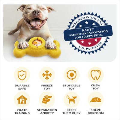 Show full view: KADTC ALl IN ONE 2 in 1 Durable Bone Fillable Freeze Dog Chew Toy, Yellow, Large slide 2 of 8