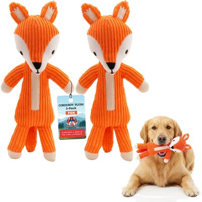 Pacific Pups Rescue Pacific Pups Rescue Woodland Animals Fox Squeaky Plush Dog Toy, 2 count