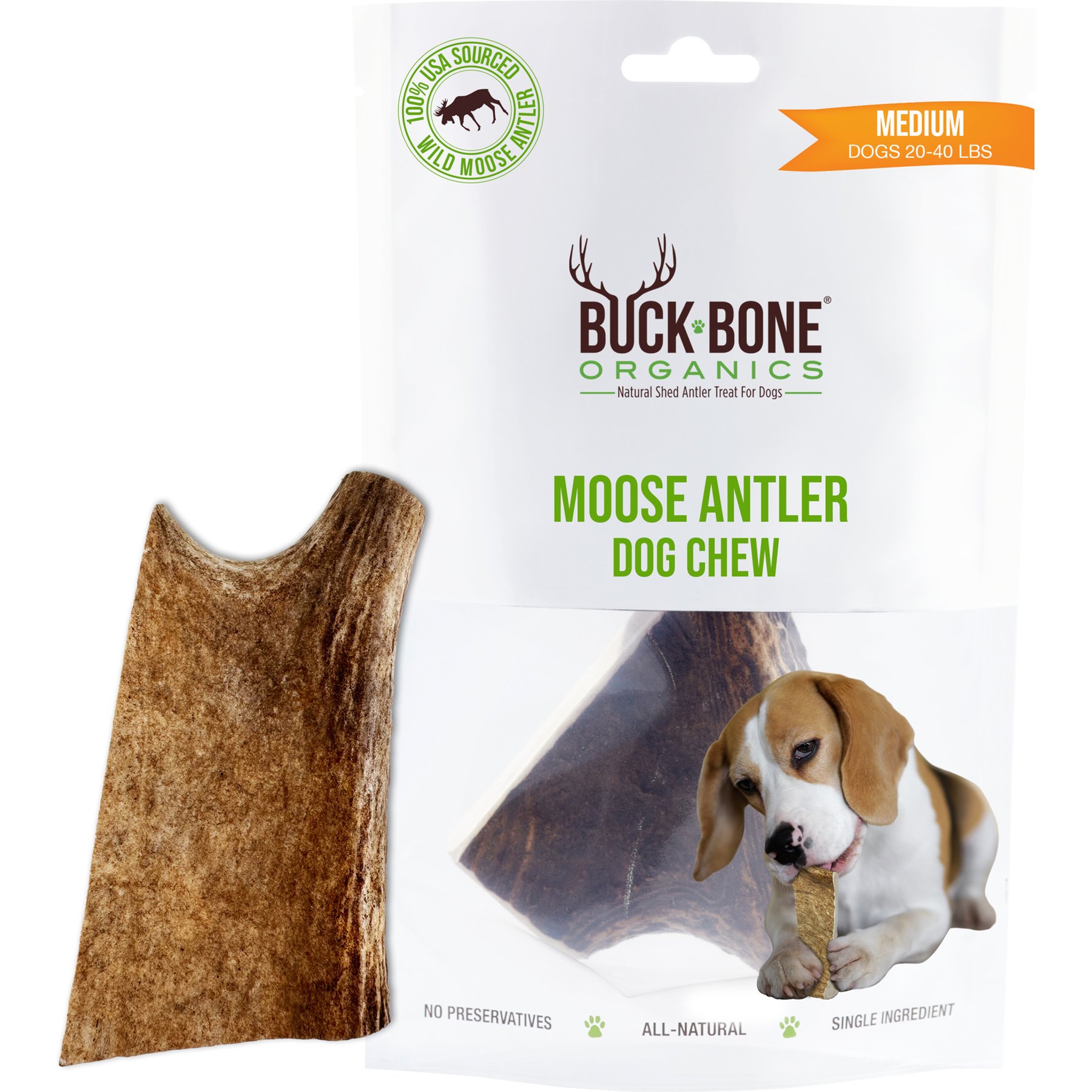 Buck Bone Organics Moose Antler Dog Treats, Medium