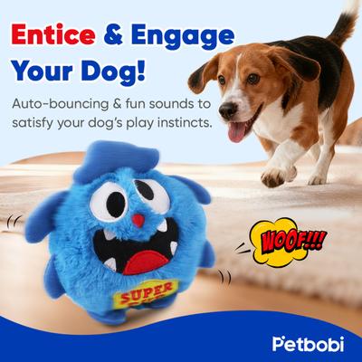 Show full view: Petbobi Monster Interactive Squeaky Dog Plush Toy, Blue slide 3 of 7