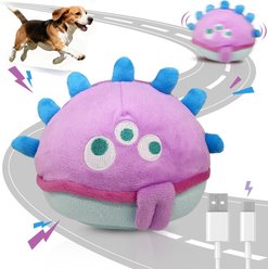 Petbobi The Jolly Jelly Bobby Interactive Squeaky Dog Plush Toy, Purple