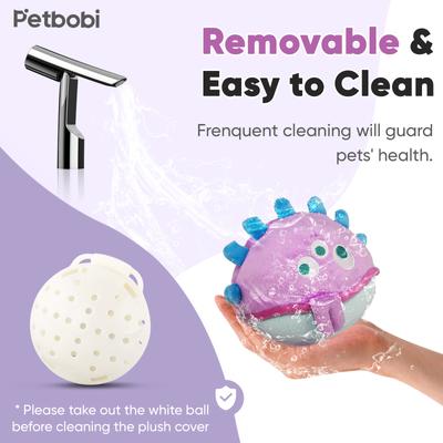 Show full view: Petbobi The Jolly Jelly Bobby Interactive Squeaky Dog Plush Toy, Purple slide 3 of 6