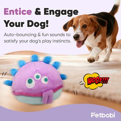 Show full view: Petbobi The Jolly Jelly Bobby Interactive Squeaky Dog Plush Toy, Purple slide 2 of 6