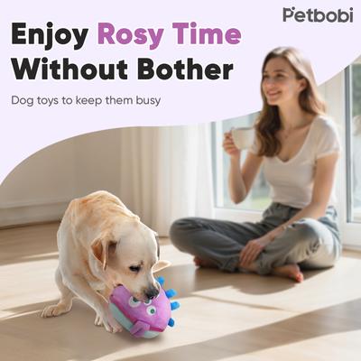 Show full view: Petbobi The Jolly Jelly Bobby Interactive Squeaky Dog Plush Toy, Purple slide 4 of 6
