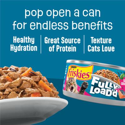 Show full view: Friskies Fully Load’d Salmon, Wild Rice, Carrots & Spinach Wet Cat Food, 5.5-oz. can, 24 count slide 9 of 10