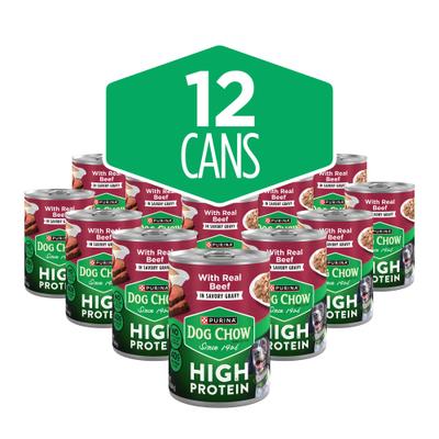 Show full view: Dog Chow High Protein Beef in Savory Gravy Canned Dog Food, 13-oz, case of 12 slide 3 of 11